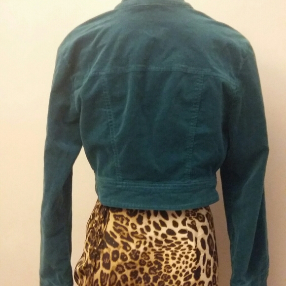 Copper Key Teal Velvet Cropped Jacket - Picture 3 of 12